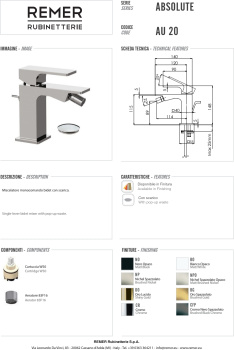 Смеситель для биде Remer Absolute  черный брашированный хром AU20CFP