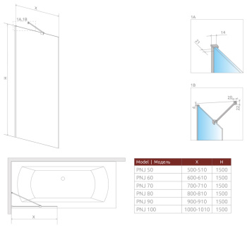 Шторка для ванны Radaway Modo New Black PNJ II 70 10006070-54-01