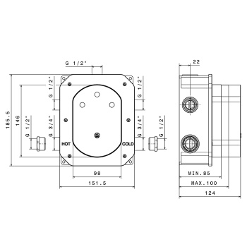 Встраиваемая часть для душа Newform 3/4 на 3 источника, 27752.00.000
