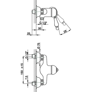 Смеситель для душа Cisal Arcana Empress однорычажный, настенный, хром EM00044121 Акция