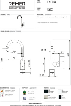Смеситель для кухни Remer Energy  черный матовый EY72NO