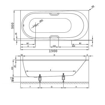 Стальная ванна Bette Comodo 190x90 1642-000 PLUS