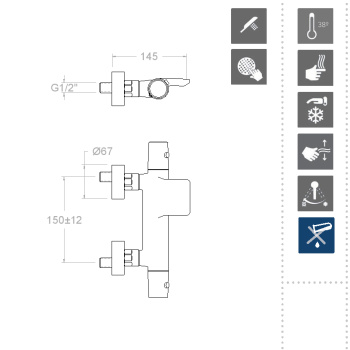 Смеситель термостатический Ramonsoler Tzar для ванны (каскад) с душевым комплектом золото 343901DOC