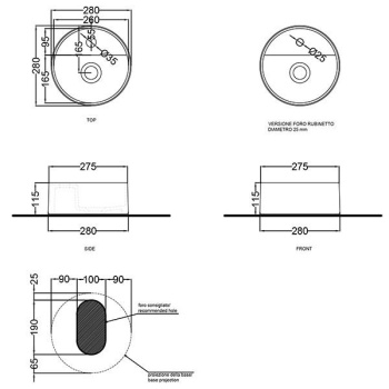 Раковина накладная Cielo Les Petites LPLATSF AM 28 см коричневый