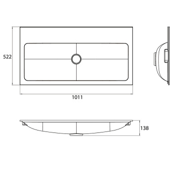 Раковина Emco Evo Vanity Units мин. литье, 1000х522, для тумб 9583 274 20 и 9583 275 20, с 1 отв., с д/ клапаном, белый 9577 114 31