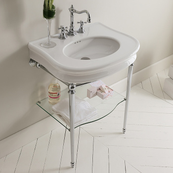 3SC Consollee Консоль Florian 90х54хh86см, с раковиной LA12, сифоном и стекл.полочкой, напольный, цвет: хром FL3090SL