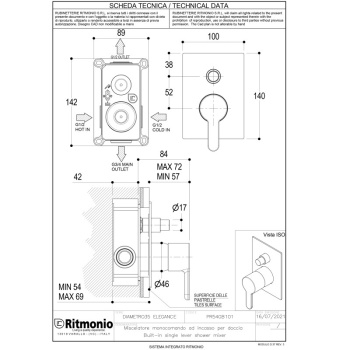 Смеситель для душа Ritmonio Diametro35 Elegance хром PR54GC101CRL