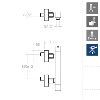 Смеситель термостатический Ramonsoler Kuatro для душа 4734S
