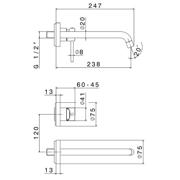 Смеситель для раковины настенный Newform Xt 4230E.21.018 хром