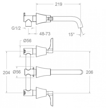 Смеситель для раковины Ramonsoler Adagietto встраиваемый чёрный 912001MLNM