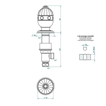 Вентиль смесителя для раковины THG Cheverny Malachite A1S-F01-35 полированное золото