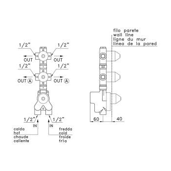 Встраиваемая часть термостатического смесителя Stella на 2 источника UN 06004 0000