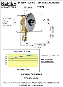 Смыв порционный Remer Tempor для туалета встройка 1"-3/4" TE171