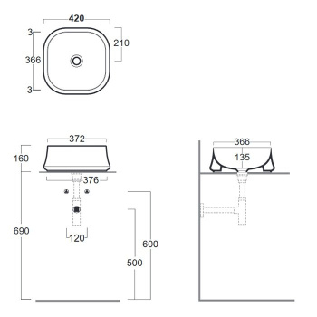 Раковина накладная Simas Sharp SH06 navy matt 42 см синий