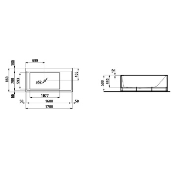 Ванна из искусственного камня Laufen Kartel 170x86 2.2433.6.000.616.1