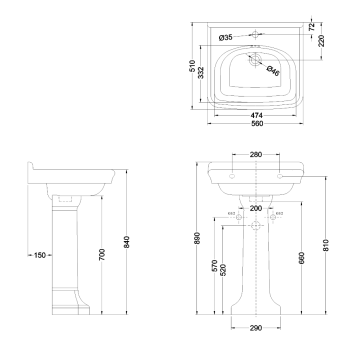 Пьедестал Burlington Guild GU0101CW белый