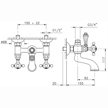 Смеситель для ванны Nicolazzi Half Dome Смеситель под душевую стойку HALF DOME 1400CR70