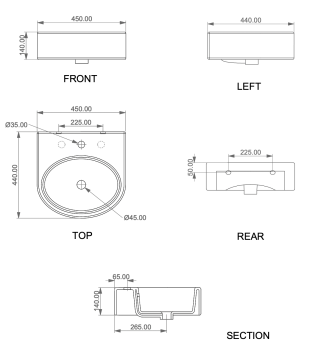 Раковина подвесная 45х44 см GSG Ceramic Design Like LKLAVBW45000 белый глянцевый