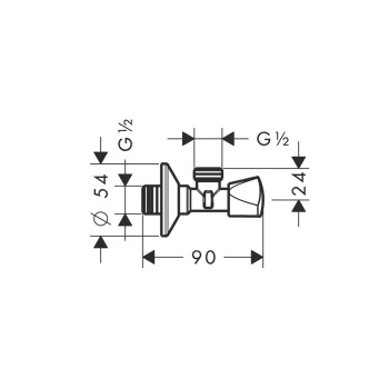 Вентиль угловой hansgrohe 13903000 хром