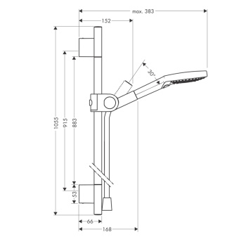 Axor Uno² Душевой гарнитур, ручной душ 3jet, штанга и держаель для душа, цвет: шлифованный нике