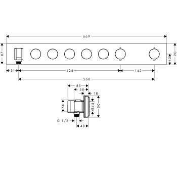 Axor ShowerSolutions Термостат Select 670/90 для 5 потребителей, внешняя часть, цвет: хром 18358000