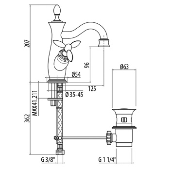 Смеситель для раковины Gattoni Timor 1830018V0br бронза