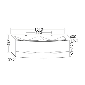 BURGBAD Sinea 2.0  Комплект подвесной мебели  151 см, база с 4 ящиками, двойная раковина из минерального литья цвет: белый с зеркальным шкафом с подсветкой, цвет: белый глянцевый SFFQ151 F2800 G0167 C0001*1