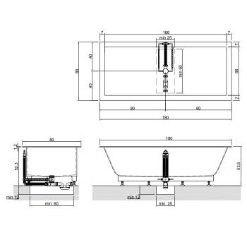 Ванна из искусственного камня Antonio Lupi Biblio 180x80 BIBLIO11 Bianco/cr