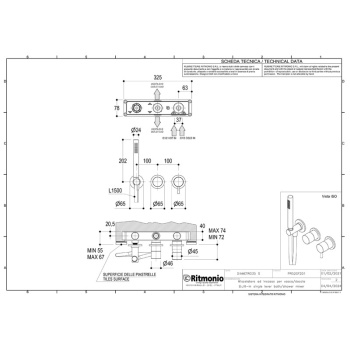 Смеситель для душа Ritmonio Diametro35 S встраиваемый брашированный хром PR52GG201IX