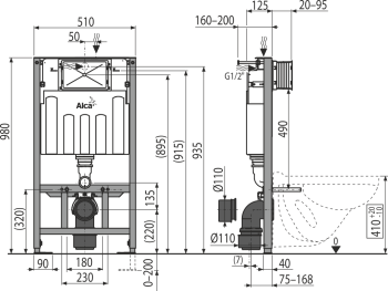 Инсталляция для унитаза AlcaPlast Sadromodul AM101/1000