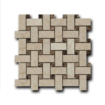 Мозаика Art Natura Marble Mosaic Basket Weave (Botticino Fiorito + Dark Imperador) 30.5x30.5