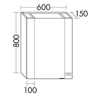 Burgbad RL40 Зеркальный шкаф 60х15х80см., 1 зерк. дверь с обоих сторон, 2 стеклянные полки,версия левая, Smart-Home-System, 2 розетки     SPQW060L