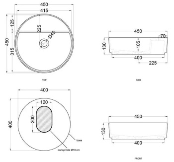 Раковина накладная Cielo Shui Comfort SHCOLATSF TL 45 см белый