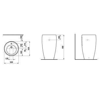 Laufen Alessi One Свободностоящая  раковина 530х530х850мм без отв. под смеситель, с покр. LLC, цвет: белый