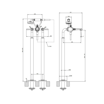 Смеситель для ванны Gessi Venti20 65128.735 Warm Bronze PVD