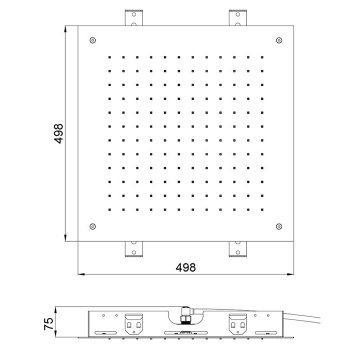 Душевая лейка потолочная Almar 500х500, 1 режим, черный матовый, E044024.MB
