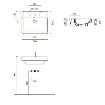 Раковина Catalano Zero 60x50, с 1 отв, белый глянцевый 120601001