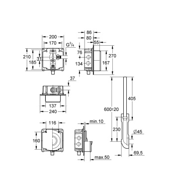 Смывное устройство под давлением для унитаза GROHE Rondo без ИК-панели смыва 37153000