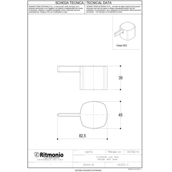Ручка для смесителя Ritmonio Haptic из стены хром PR43MC101CRL