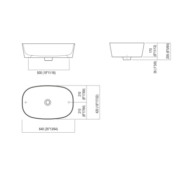 Раковина накладная овальная Agape Neb 64x42x17, без отв., белый/темно-серый ACER0701ZG *0
