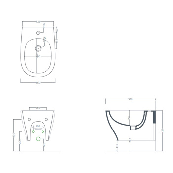 Биде подвесное Artceram TEN 52х36, 1 отв под смеситель, черный матовый TEB004 17 00