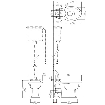 Бачок подвесной Devon&Devon Westminster Old IBCAWES (старый вариант с плаcтиной) высокий, без механизма слива и патрубка