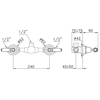 Внешняя часть встраиваемого смесителя для душа Stella Italica Leve 3292, хром IL 01300 CR00