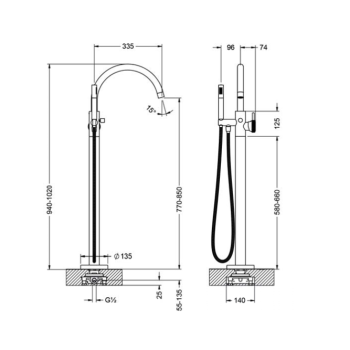 Смеситель для ванны Jorger Valencia 638.10.820.066-00 матовая платина/металл