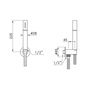Душевой комплект с ручным душем Stella Sirius держателем с подводом воды и шлангом, Copper satinato PVD UN 03121 PV11