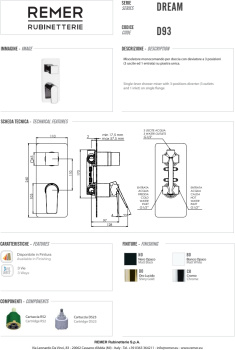 Смеситель для душа Remer Dream  хром D93