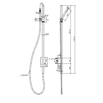 Душевая штанга с подводом воды INGIRO Fima Carlo Frattini Outdoor нержавеющая сталь F5974INOX