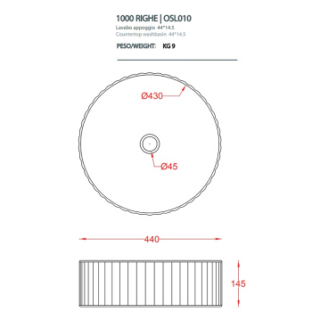 Раковина накладная Artceram Millerighe 44, черный OSL010 03 00