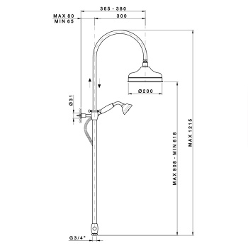 Душевая стойка с верхним душем Nicolazzi Doccia 30см, тёмная бронза 5712DB30