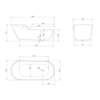 Ванна из искусственного камня KNIEF Glow 182x82 0600-060-01/Lbi matt